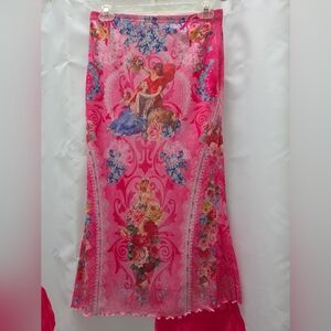 Vibrant Pink Floral Skirt Sz M